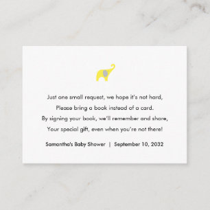 Yellow Elephant Book request / books for baby Enclosure Card