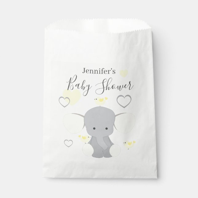 Yellow Elephant Boy Girl Baby Shower Party  Favour Bag (Front)