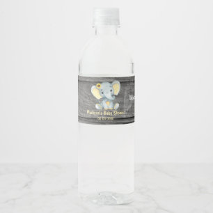 Yellow Elephant water bottle label for girl