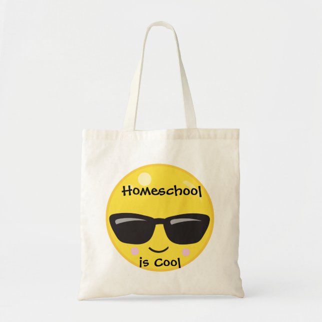 Yellow Emoji Homeschool is Cool Tote Bag (Front)
