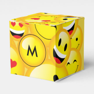 Yellow Emoji Party Emoticon Faces Pattern Favor Box