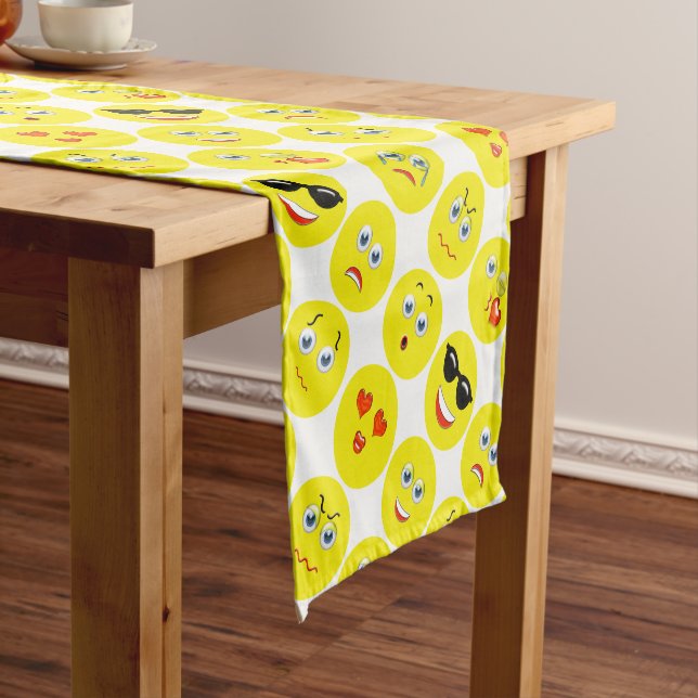 Yellow Emoji Pattern Short Table Runner (In Situ)