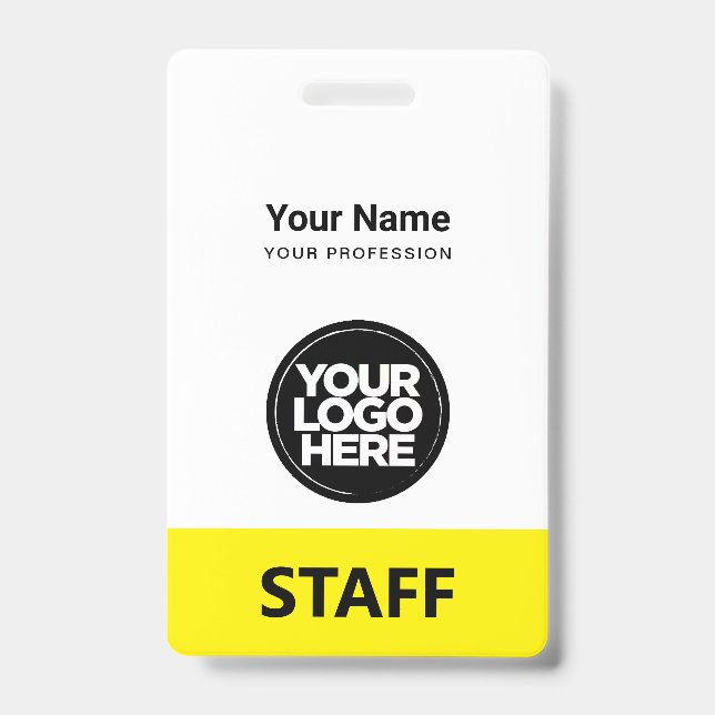 yellow Employee Name Business Logo Qr Code Badge (Front)