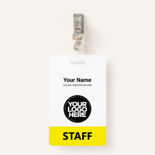 Yellow Employee Name Business Logo Staff Tag Badge