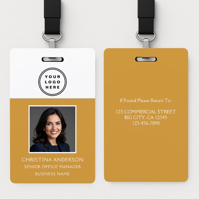 Yellow Employee Name Logo Photo Corporate Work Badge (Creator Uploaded)