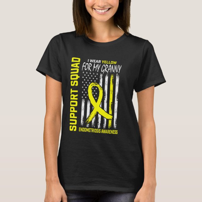 Yellow Endometriosis Awareness Granny Support Amer T-Shirt (Front)