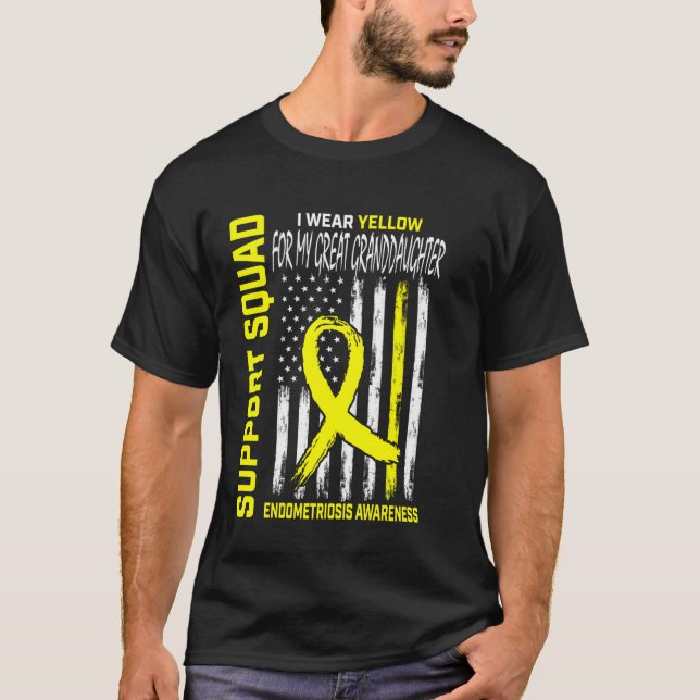 Yellow Endometriosis Awareness Great Granddaughter T-Shirt (Front)