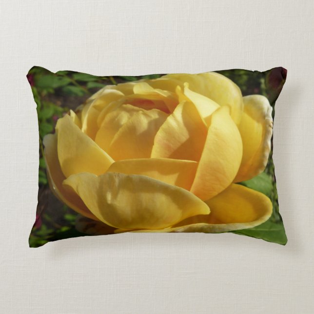 Yellow English Rose Accent Pillow (Front)
