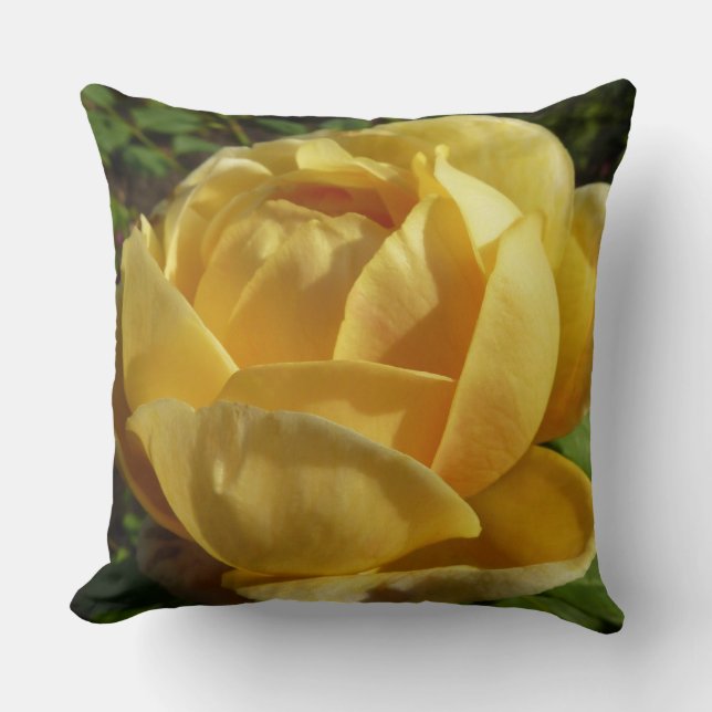 Yellow English Rose Throw Pillow (Front)