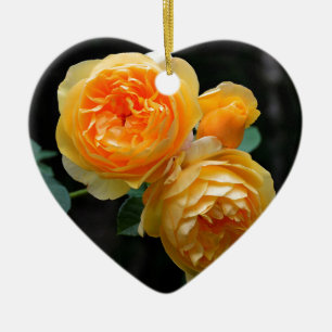 Yellow English Roses Ceramic Ornament