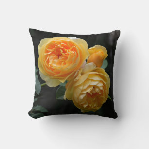 Yellow English Roses Throw Pillow