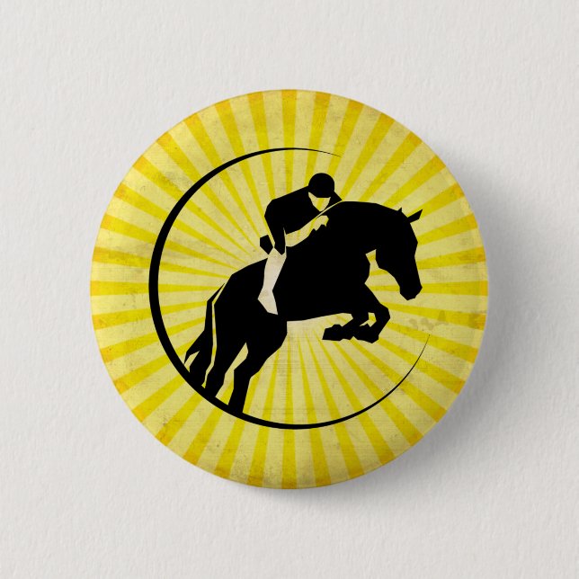 Yellow Equestrian 2 Inch Round Button (Front)