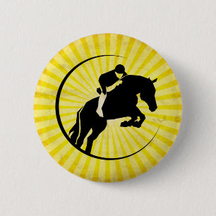 Yellow Equestrian 2 Inch Round Button