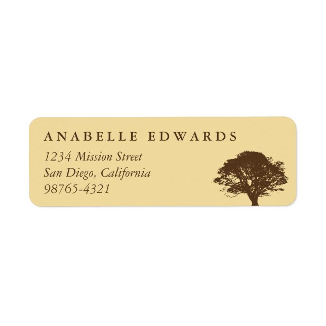 Yellow eternal oak tree custom return address (Front)