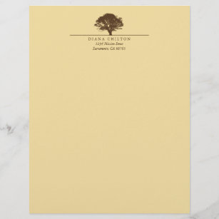 Yellow eternal oak tree elegant custom autumn letterhead