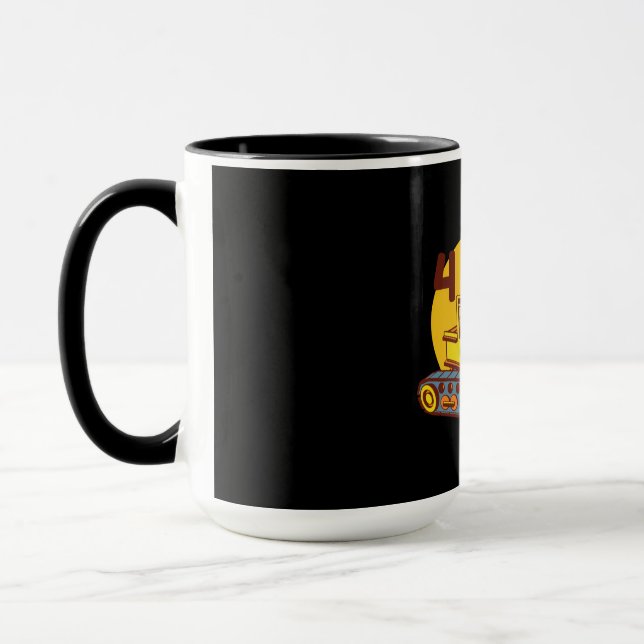 Yellow Excavator - 4th Bithday Gift Mug (Left)