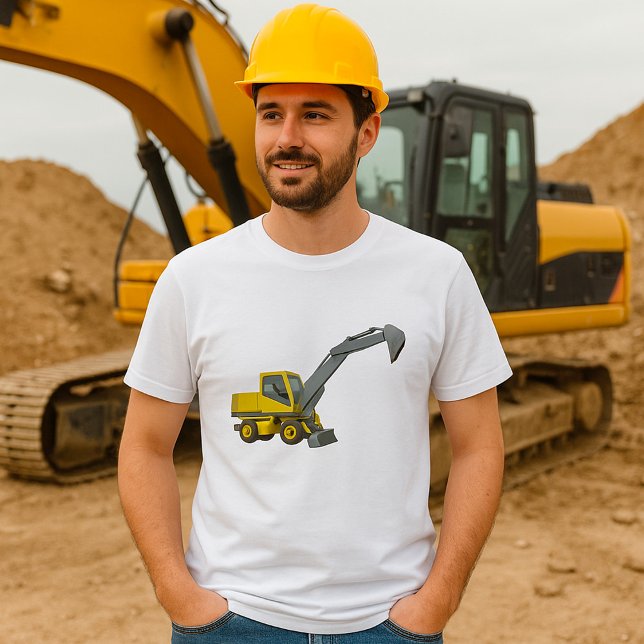 Yellow Excavator Construction Machinery T-Shirt (Creator Uploaded)