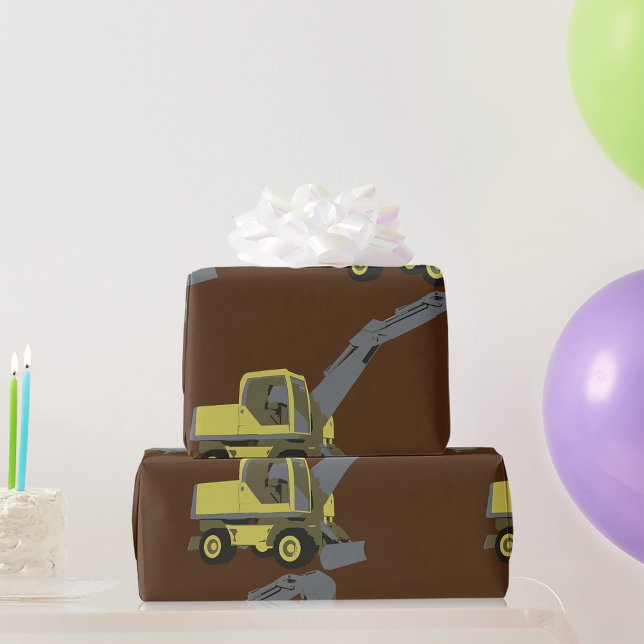 Yellow Excavator Construction Machinery Wrapping Paper (Creator Uploaded)