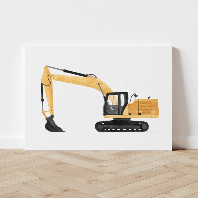 Yellow Excavator Construction Vehicle Canvas Print (Creator Uploaded)