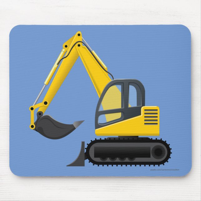 Yellow Excavator Heavy Machine for Kids Mouse Pad (Front)