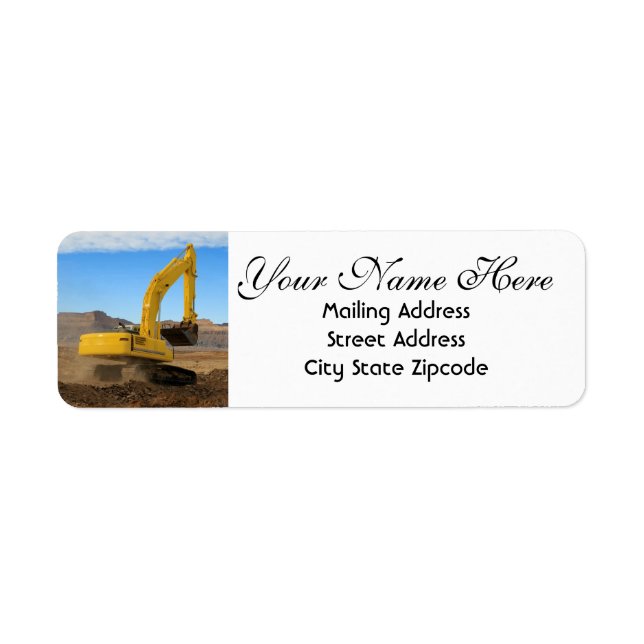 Yellow Excavator Return Address (Front)