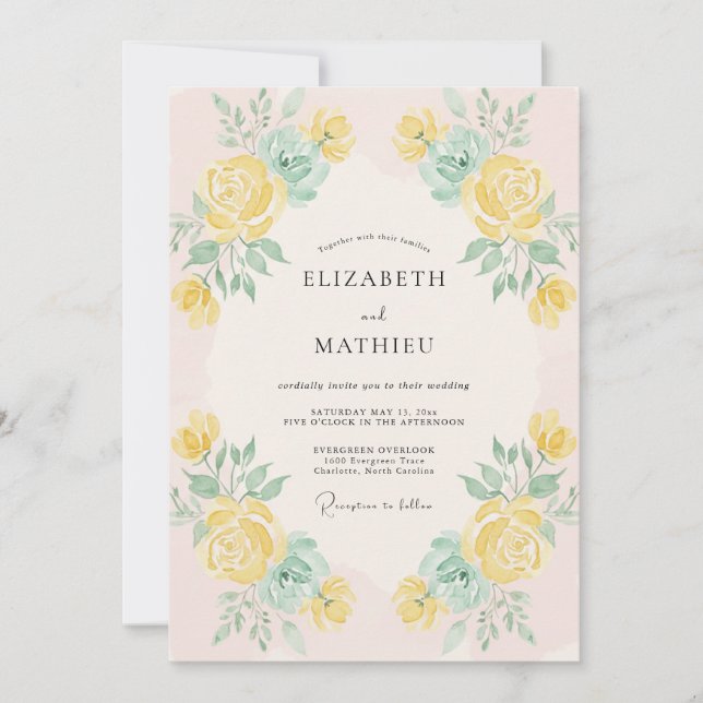 Yellow Exquisite Spring Wedding Invitation (Front)