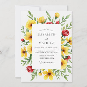 Yellow Exuberant Botanical Wedding Invitation