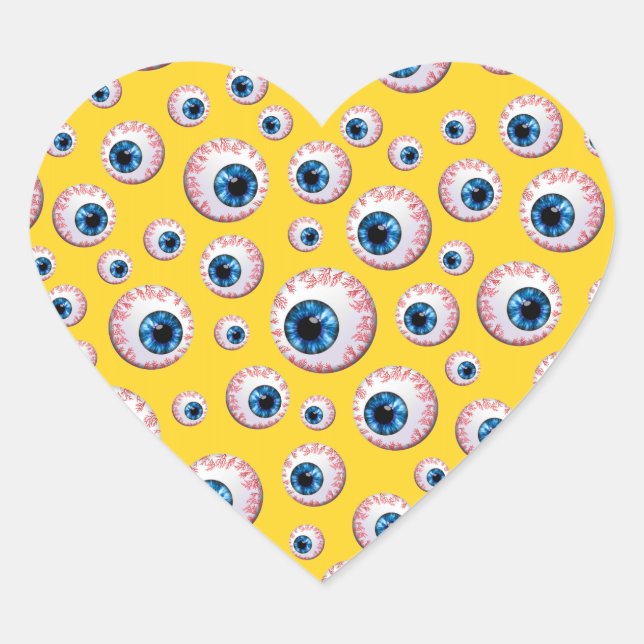 Yellow eyeball pattern heart sticker (Front)