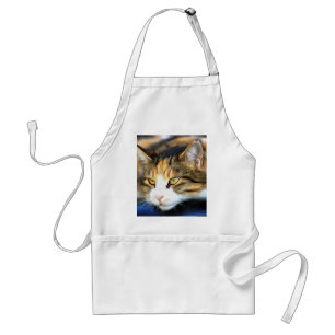 Yellow Eyed Calico Cat Realistic Pet Portrait Standard Apron