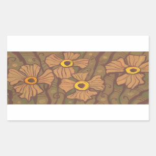 Yellow-eyed flowers, floral art,olive green brown sticker