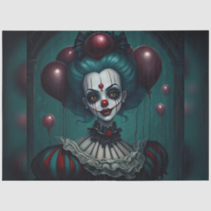 Yellow Eyed Halloween Clown Decoupage Paper 