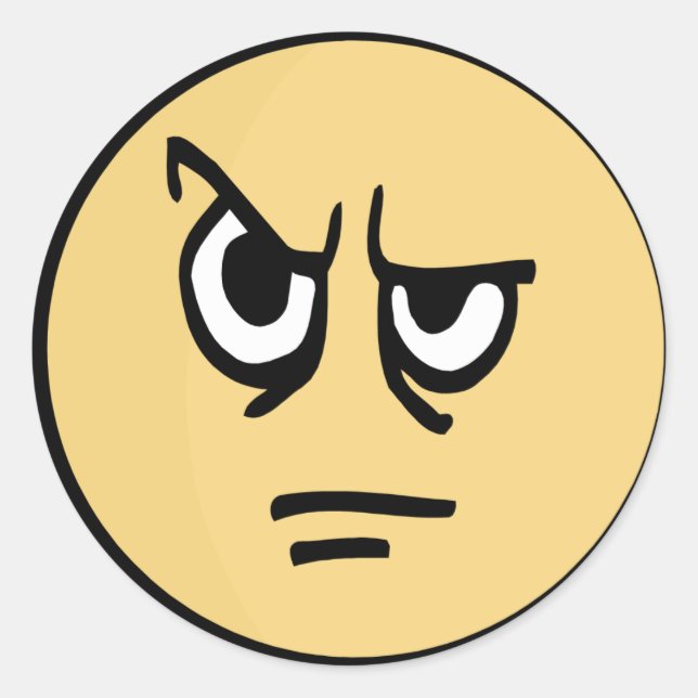 Yellow face that is aggravated. classic round sticker (Front)