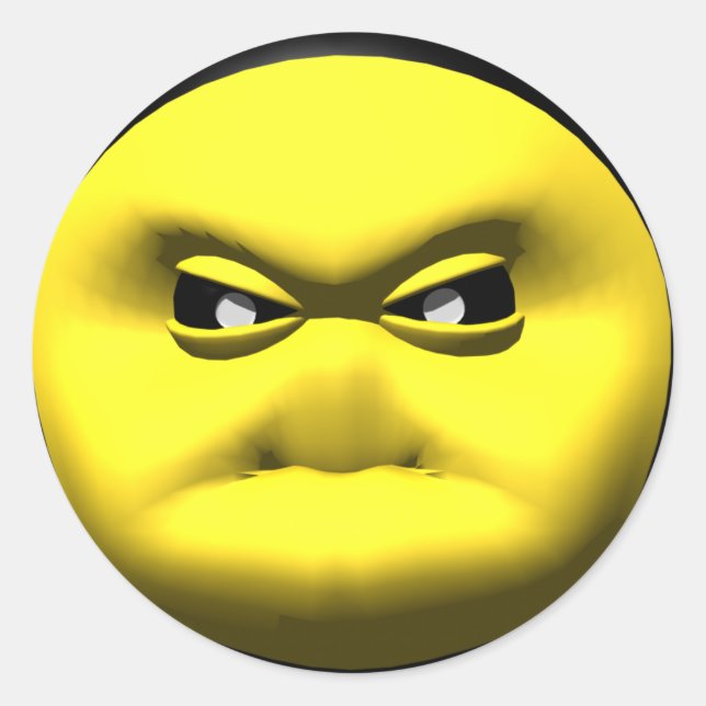 Yellow face that is angry. classic round sticker (Front)