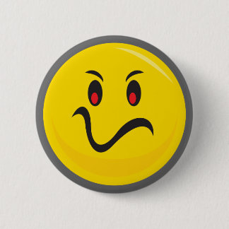 Yellow face that is annoyed 2 inch round button
