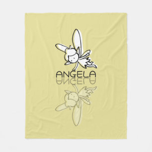 Yellow Fairy Reflection Doodle Custom Name Fleece Blanket