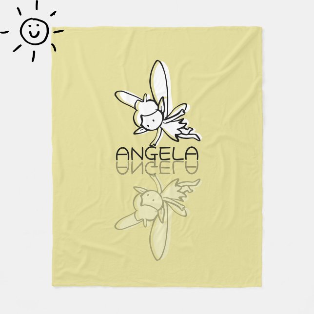 Yellow Fairy Reflection Doodle Custom Name  Fleece Blanket (Creator Uploaded)