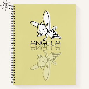 Yellow Fairy Reflection Doodle Custom Name  Notebook