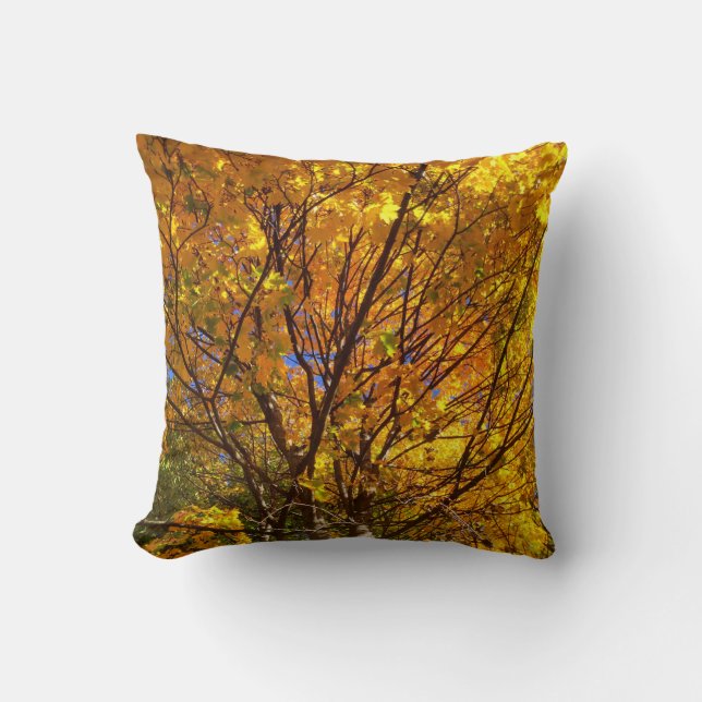 Yellow Fall Foliage Throw Pillow (Front)