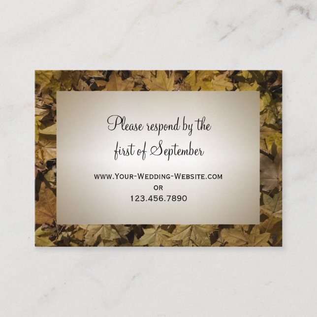 Yellow Fallen Leaves Wedding RSVP Response Card (Front)