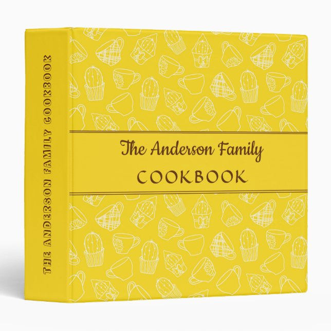 Yellow Family Recipe Cookbook Binders (Front/Spine)