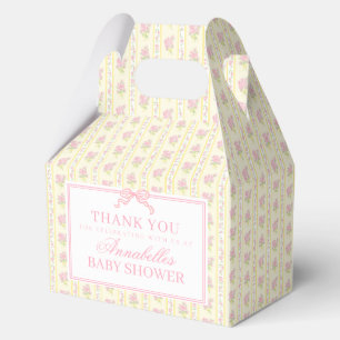 Yellow Fancy Floral Baby Shower Gable Favor Box