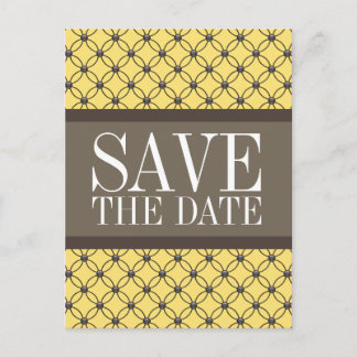 Yellow Fancy Lattice Save the Date Postcard