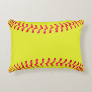 Yellow Fastpitch Softball Bedroom Accent Pillow