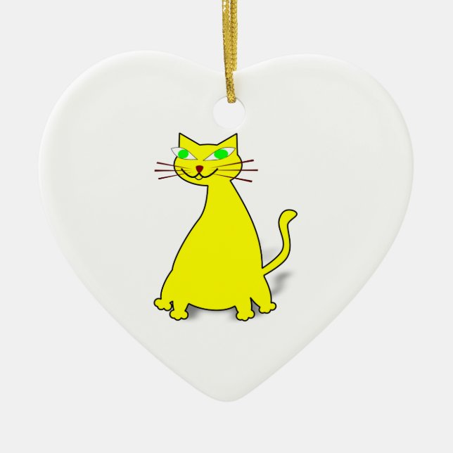 Yellow Fat Cat Ceramic Ornament (Front)