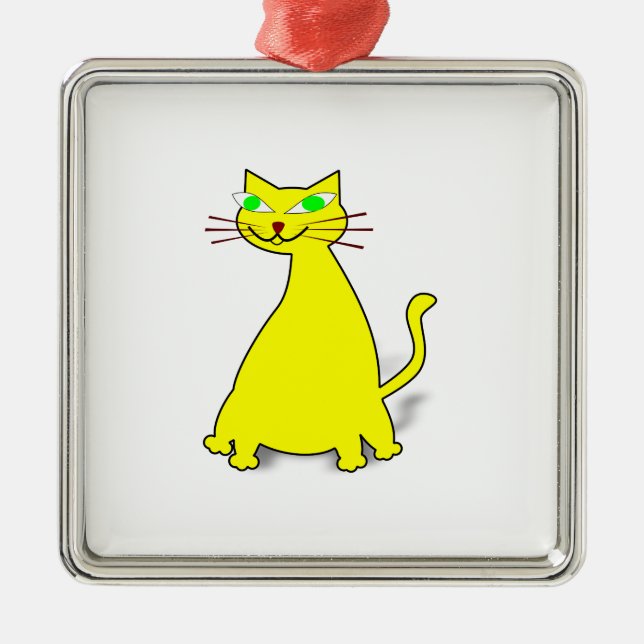 Yellow Fat Cat Metal Ornament (Front)