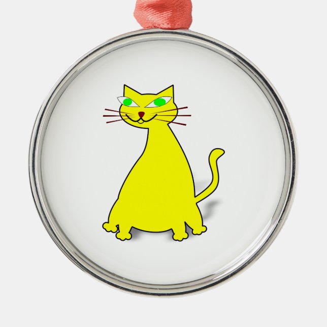 Yellow Fat Cat Metal Ornament (Front)