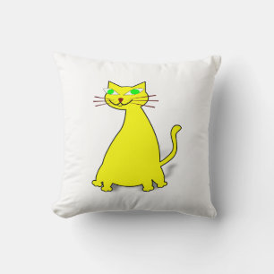 Yellow Fat Cat Throw Pillow