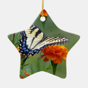 Yellow female Eastern Tiger Swallowtail Ceramic Ornament