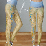 Yellow field leggings<br><div class="desc">Summer sunny fields under blue sky. Rustic cottage, country style. You can replace the text ("Practice winning every day") with your own message.</div>