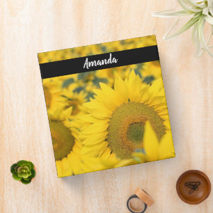 Yellow Field of Sunflowers Photograph Binder
